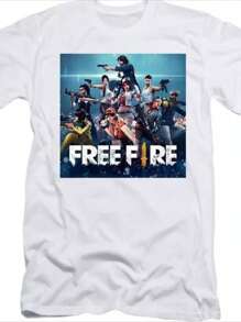 Camiseta para hombre 1Pcs 220g 100% algodón estampa digital estilo gaming de Free Fire - Blanco - Ver 1