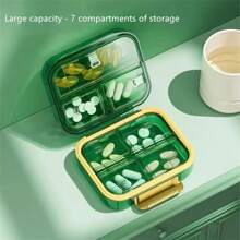 1pc Portable Pill Organizer With 7 Compartments - Lightproof, Moisture-Sealed Medicine Box For Easy Travel & Storage