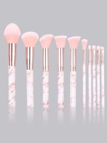 17件套化妆刷套装，包含10支大理石纹新手友好型化妆刷（粉底刷、腮红刷、眼影刷、遮瑕刷、面部晕染刷）、6个化妆海绵粉扑（粉底液粉扑）和1个多功能化妆刷收纳盒。 - 粉色 - 查看 10