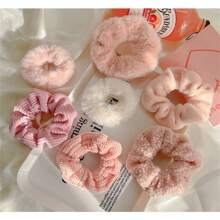 7 件装优质针织卷发带、适合高马尾的毛绒发带、高弹力发带、秋冬发饰 - 彩色 - 查看 11