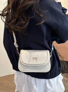 Bolsa de silla de montar con lazo y unicolor, bolso bandolera y cruzado versátil para mujeres con decoración de herrajes, apto para compras, carteras, jóvenes, estudiantes universitarios, recién llegados y trabajadores de cuello blanco. Es muy adecuado para oficinas, universidades, trabajo, negocios, trayectos, actividades al aire libre, viajes y salidas