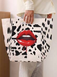 1 Rectangular Storage Basket With Interest Print Pattern, Foldable Box With Handle, Dirty Clothes Basket, Suitable For Living Room And Kitchen Clutter, Ideal For Organizing Socks And Accessories Home Bedroom Clothes Storage Organizer Closet Organization And Storage - Multicolor - View 6