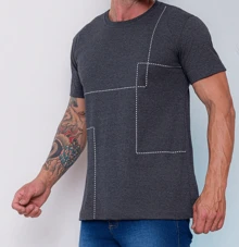 Men T-Shirts - 深灰色 - 查看 1