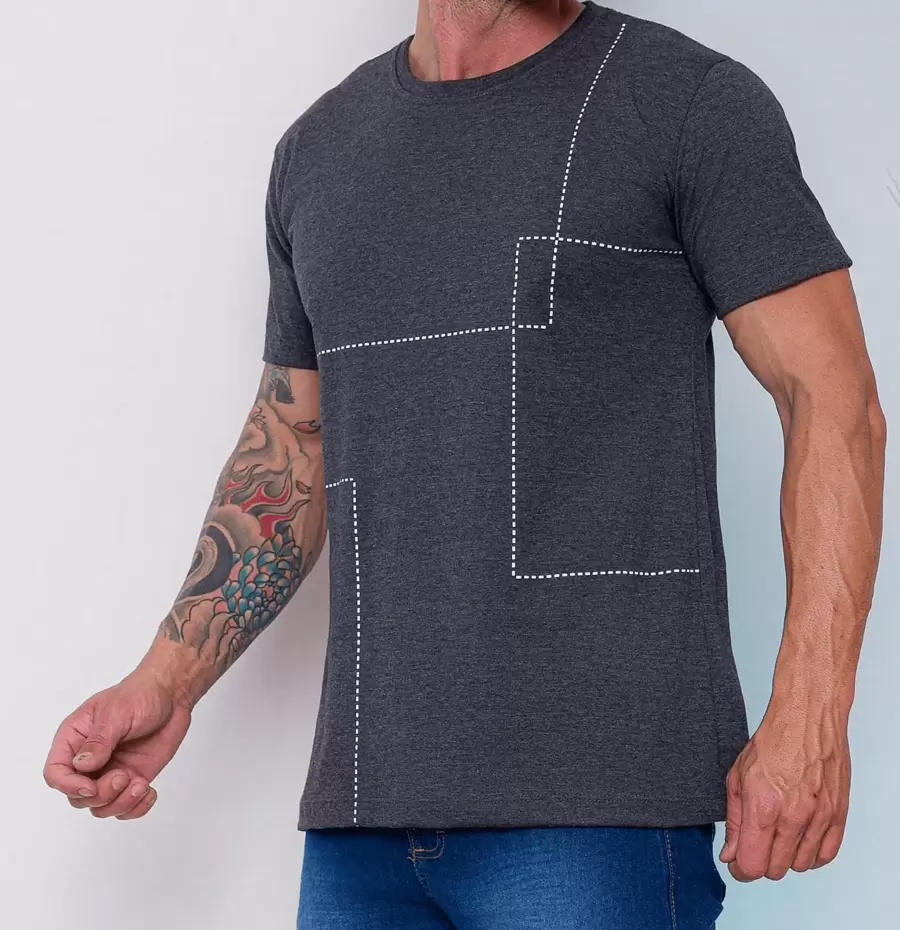 Men T-Shirts - 深灰色 - 查看 1