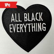 aprille 1PC "ALL BLACK EVERYTHING" Embroidered Iron On Patches For Clothing Jeans Jacket Embroidery Heart Applique Clothes Sticker Eagle Armband Stripes Badge