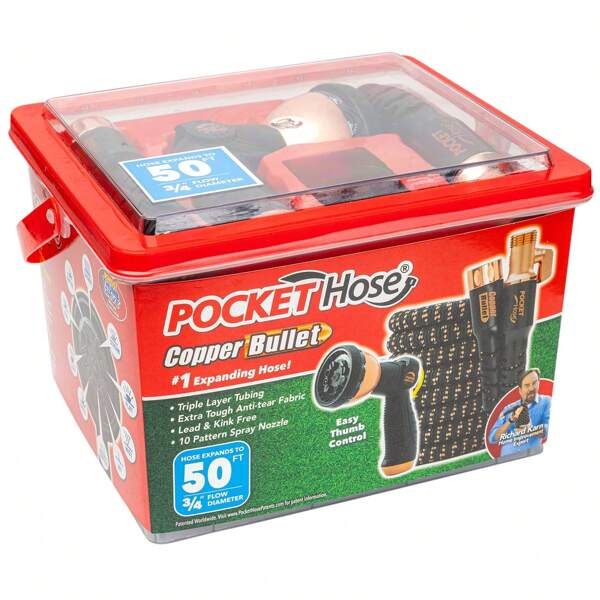 Expandable Garden Hose 50 FT With Thumb Spray Nozzle