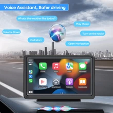 REMAX 7-Inch Car Multimedia Video Player Wireless Carplay And Wireless Android Auto Portable Universal Car Monitor Witch Camera, Carplay Fiat 500, Plug And Play Carplay, Stable Classic Choice - Black - View 8