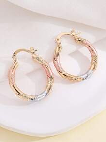 2 piezas de pendientes de aro coloridos y de moda, con tono de cobre, adecuados para el uso diario de mujeres, uso en fiestas y como regalo para ocasiones festivas - Multicolor - Ver 3