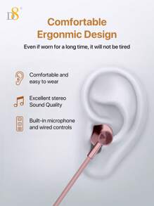 D8 Type C Headphones In Ear Earphones Earbuds With Mic And Volume Control - Pink - View 6