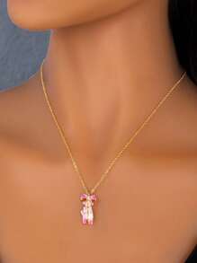 1 pieza Lindo collar con colgante de mariposa rosa de moda, regalo para pareja, mejor amigo y Día de la Madre, joyería para damas