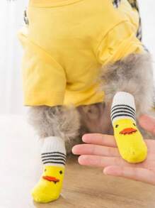 4 Stücke/Set Winterwarme Hunde Socken rutschfest Haustierschuhe Socken für kleine und mittlere Hunde, weich und atmungsaktiv, Chihuahua Teddy Welpen Fußabdeckung