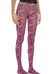 Women Stockings, Thin Elastic Dots Swirl Print Pantyhose Slim Fit Socks Tights For Club Party - 紫紅色 - 查看 3