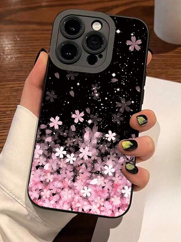 1pc Minimalist Cherry Blossom Eye Anti-Drop TPU Phone Case, Compatible With IPhone 17/16 Pro Max/16 Pro/16/16 Plus, 11, 15 Pro Max, 14 Pro Max, Galaxy, Honor, X7B, X8B, S24, S24U, A55, A54, A13, A14