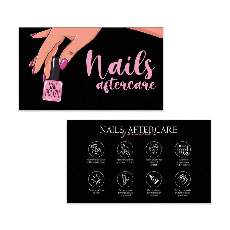 50PCS Premium Black English-Text Nail Care Reward Discount Cards For Corporate VIP Membership - one-size - View 1