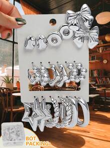 Betykuku 9 对时尚欧美风格金耳环套装，适合女性和女孩的日常佩戴、聚会、礼物 - 金色 - 查看 9