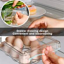 Transparent Refrigerator Drawer Organizer | Pull-Out Shelf For Eggs/Fruit/Vegetables/Seafood/Meat (Fits All Fridges) - Transparent - View 7