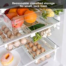 Transparent Refrigerator Drawer Organizer | Pull-Out Shelf For Eggs/Fruit/Vegetables/Seafood/Meat (Fits All Fridges) - Transparent - View 5