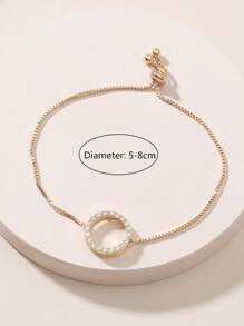 1pc Circle Link Endless Decor Adjustable Bracelet, Electroplate Gold Bracelet For Women, Gift Box For Her, Mother's Day Gift, Mum Gift