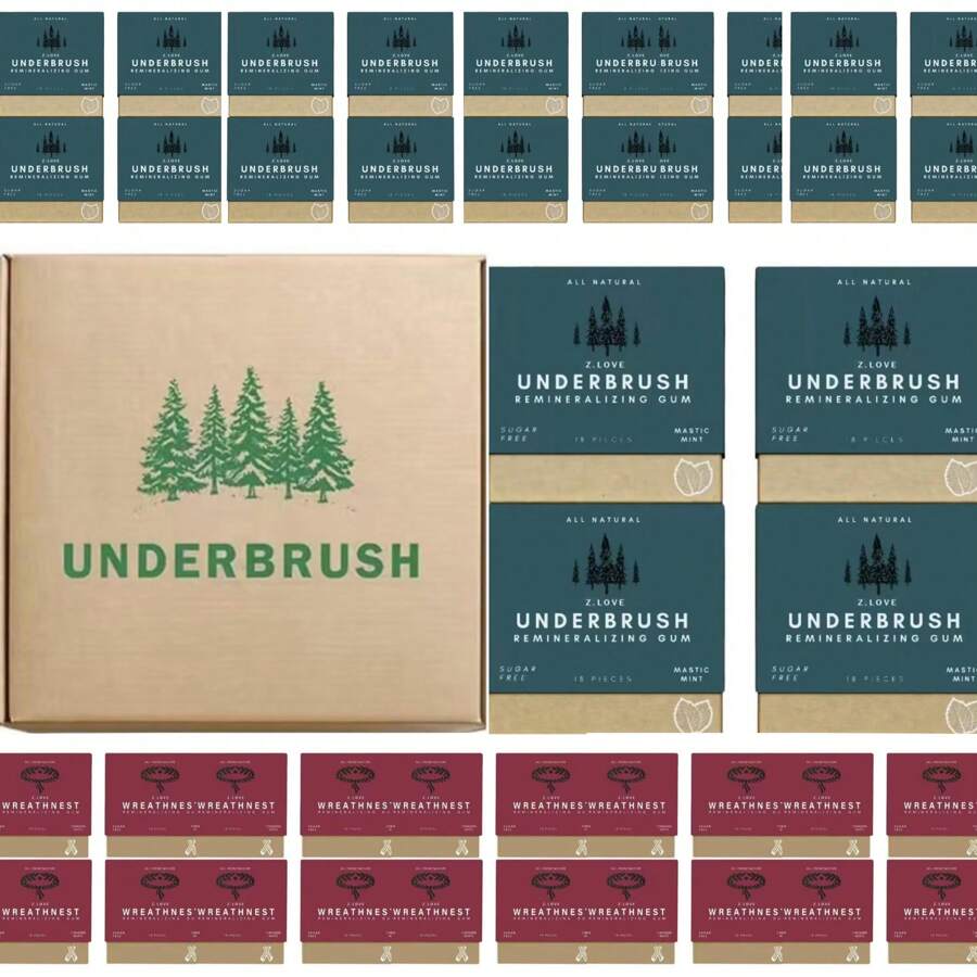 UNDERBRUSH Remineralizing Chewing Gumwith Nano-Hydroxyapatite For Teeth AndGum Protection-30 DAY SUPPLY - MASTIC MINT - View 1