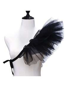 1 件黑色网状荷叶边可拆卸吸血鬼项圈，文艺复兴时期服装配饰 - 彩色 - 查看 8