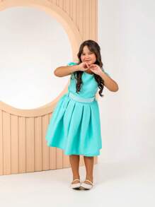 Girls Dress, Princess Style, Party, Wedding, Graduation, Baptism, Youth, Birthday - 綠色 - 查看 3