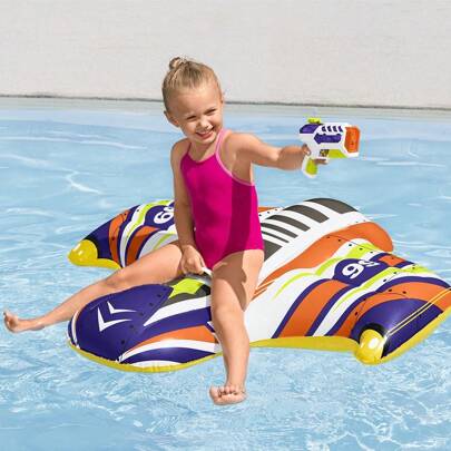 Importadora La Merced Flotador Montable Nave Espacial Salvavidas Infantil 1.41 mts largo Inflables Flotador para Piscina Flotador Acuatico