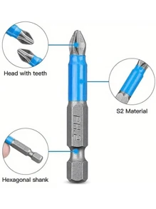6pcs Magnetic Cross Head Drill Bits - Anti-Slip PH1 PZ1 PH2 PZ2 PH3 PZ3 50mm Length With Teeth - 1/4" Hex Shank Single Head For Electric Screwdriver Drill - Multicolor - View 10