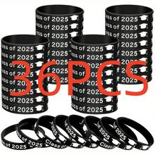 12/24/36 Pcs Class Of 2025 Silicone Wristbands Graduation Rubber Bracelets Black Graduation Wristbands For Elder Graduating In College University Graduation Party Supply - Black and White - View 6