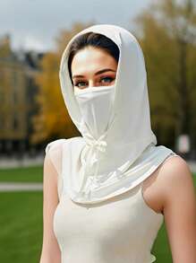 1pc Unisex Ice Silk Sun Shield Balaclava Hat - UV-Resistant Full Face Cover For Cycling - Breathable, Seamless & Adjustable Neck Gaiter Scarf With Drawstring, Outdoor Motorcycle Riding Bicycle Fishing Headgear Hat With Hanging Ears, Sunscreen Face Mask For Women, Cycling Hood For Men - Multicolor - View 4