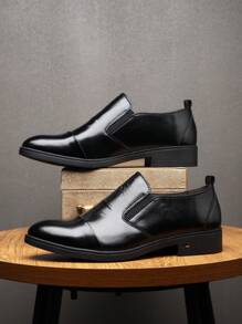 Men's Pointed Toe Dress Shoes, New Autumn/Winter English Style Business Formal Casual Versatile - Black - View 3