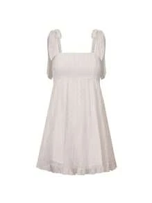 Women Y2k Cute Babydoll Mini Dress Corset Lace Patchwork Sleeveless Ruffled A-Line Flowy Short Dress Beach Streetwear - Apricot - View 6
