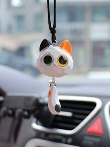1pc Car Interior Pendant Bell Fox Car Rear View Mirror Hanging Decoration Car Interior Decoration - one-size - View 3