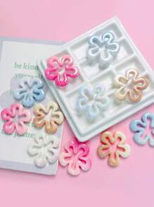 6 stuks willekeurige acryl crème snoepkleur holle bloem kralen DIY telefoonketting, sleutelhanger, auto decoratie accessoires
