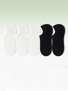 5 pares de calcetines de tobillo de algodón delgado, transpirables y absorbentes del sudor, de unicolor para mujer, anti-olor