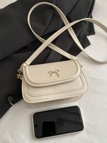 Bolsa de silla de montar con lazo y unicolor, bolso bandolera y cruzado versátil para mujeres con decoración de herrajes, apto para compras, carteras, jóvenes, estudiantes universitarios, recién llegados y trabajadores de cuello blanco. Es muy adecuado para oficinas, universidades, trabajo, negocios, trayectos, actividades al aire libre, viajes y salidas