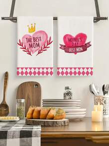 2 stuks/4 stuks Hartpatroon Moederdag Keukendecoratie Handdoeken, Moederdag Badkamer Handdoeken, Theedoeken, Keuken & Eettafeldecoratie, Seizoensgebonden Huis Keuken Badkamerdecoratie, Binnen/Buiten Feestartikelen, Kamerdecoratie, Geschikt voor Dagelijks Huis Keukendecoratie & Vakantiedecoratie