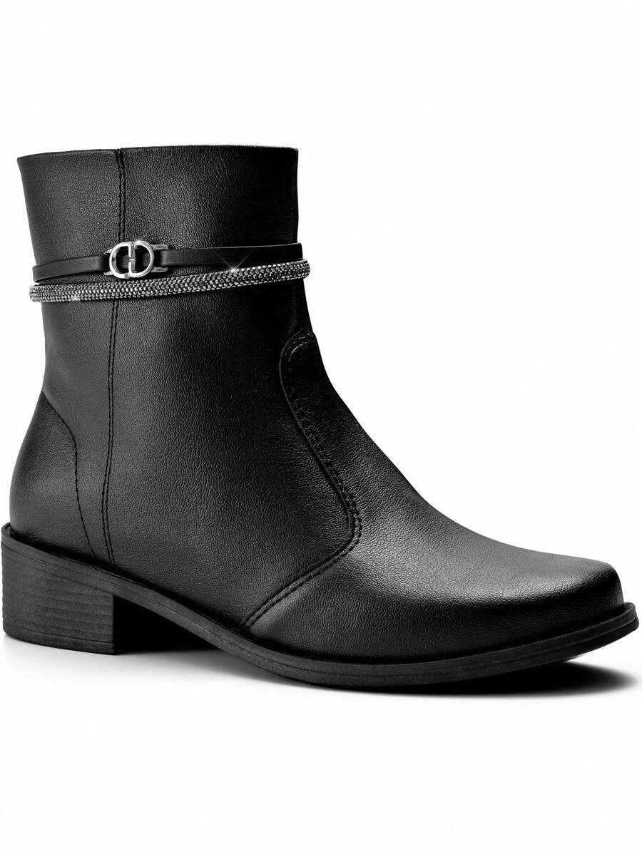Bota Feminina Montaria Rasteira Cano Baixo Strass Lumiss