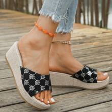 Women's Fashion Embroidered Wedge Slide Sandals - Silver - View 3