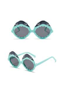 4pcs/Set Kids & Adults Cartoon Shark Glasses - Suitable For Babies, Beach, Outdoor & Travel Wear