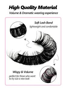 Rikuaild 10 Pairs D-Curl Thick Faux Mink Eyelashes, Cartoon Style Curly Thick Faux Mink Lashes, Natural & Dramatic Soft Criss-Cross False Eyelashes - 濃密款 - 查看 4