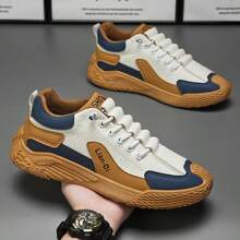 Men's Casual Contrast Color Everyday Sports Sneakers, Versatile - White - View 9