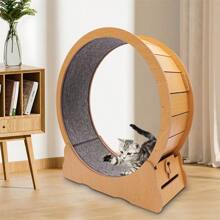 Shangmakel "XL Cat Running Wheel & Multi-Level Cat Tree: Brown Solid Wood Cat Climber With Fitness Wheel, Large Toy For Play & Exercise, Colorful & Stylish Design"