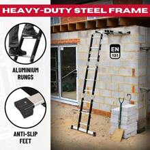 Excel Aluminium Rungs Combination Ladder 4 X 3 Tread Multipurpose 12 Tread 3.5m Heavy Duty With 2 Scaffold Platforms, 8077, Silver - Default - View 3