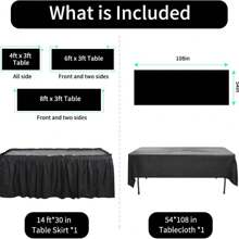 1 pièce Jupe de table jetable pour fête, convient pour les tables rectangulaires ou rondes, nappe résistante aux plis avec bordure à volants, idéale pour les banquets, mariages, camping, anniversaires et présentoirs de cadeaux - Blanc - Voir 10