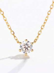 S925 Sterling Silver Necklace 18K Gold Plated Six Clawed Cubic Zirconia Choker Chain Necklace For Women,Stacked Jewelry Daily Wear - Necklace - View 1