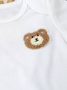 3 件套男婴短袖夏季服装，男婴熊印花连体衣，婴儿爬行服 - 彩色 - 查看 4