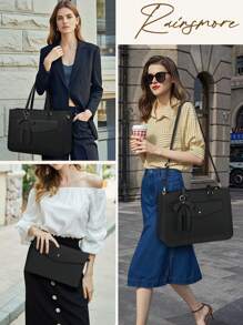 NEWHEY Laptop Bag For Women 15.6 Inch Leather Tote Bag 2pcs Set Professional Work Bag Large Office Computer Bag Teacher Bag - Multicolor - View 11