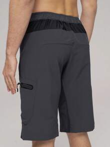 HISERWA Men's 5-Point Mountain Bike Cycling Shorts, Outdoor Hiking Shorts With Multiple Zipper Pockets, Quick-Drying Breathable Elastic Waist Adjustable