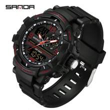 SANDA. SANDA Luxury G Series Shock-Resistant Men's Electronic Watch, Outdoor Sports LED Pointer/Digital Dual Display Chronograph, Military Dual Display, 50M Water Resistant - one-size - View 13