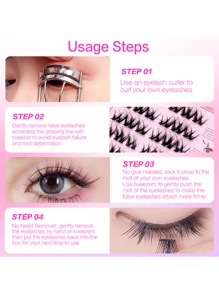 36簇预粘睫毛 10-14mm 漫画免胶睫毛 3D蓬松大卷假睫毛 纤细蓬松浓密睫毛 W形浓密卷翘睫毛 无需胶水 睫毛化妆工具 适合初学者日常使用 睫毛簇、睫毛簇、单根睫毛、睫毛、假睫毛 - C - 查看 6